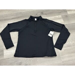 DSG Women Pure Black Run Grid 1/4 Zip Pullover Top Regular Size L  NEW Golf Hike